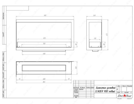 Биокамин угловой SteelHeat Leader 900 левый стекло по цене 35 851 руб.