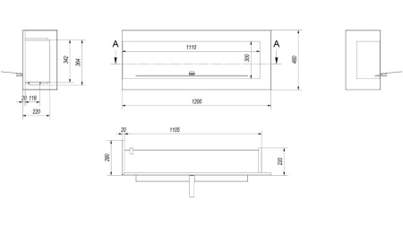 Биокамин Kratki DELTA/P/1200 угловая, TUV Биокамин Kratki DELTA/P/1200 угловая, TUV по цене €951